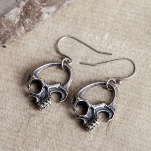 Halloween Earrings Sterling Silver S925 Skull Earrings